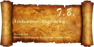 Tonhauser Boglárka névjegykártya